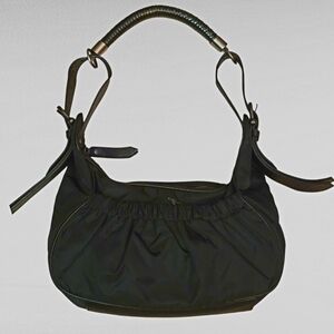 Burberry Rare Black Nylon Shoulder Bag Red Interior Whipstitch Strap Leather